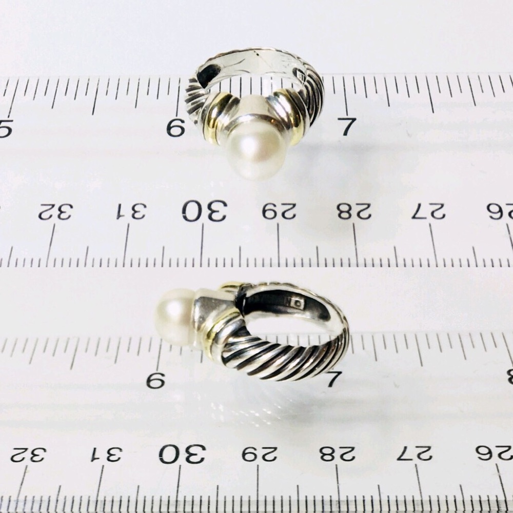 David Yurman Sterling 14k Gold Pearl Ring - Picture 6 of 7
